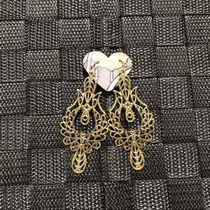 Boho chandelier brass earrings